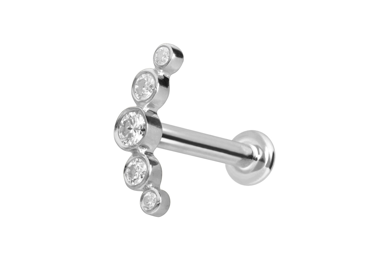 14 Karat Gold Labret Piercing mit Innengewinde MOISSANIT-BOGEN